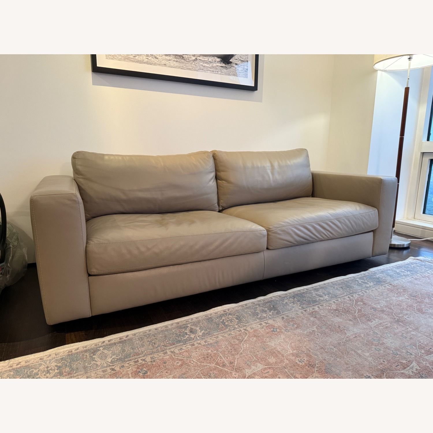 Reid Sofa 86” Warm Grey Vienna Leather - image-1
