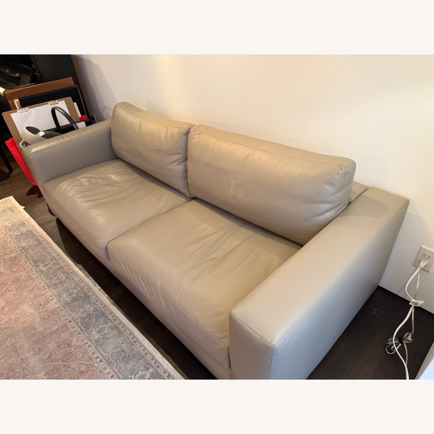 Reid Sofa 86” Warm Grey Vienna Leather - image-3