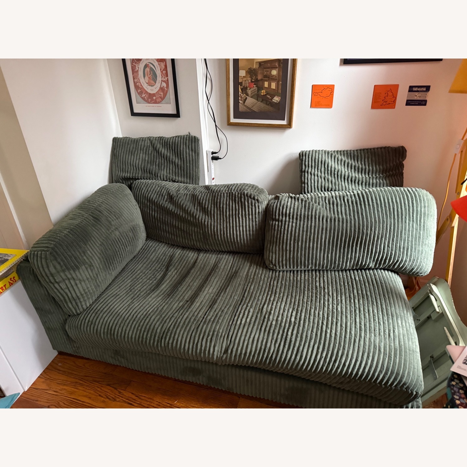 Green Corduroy Sofa in Central Harlem - image-1
