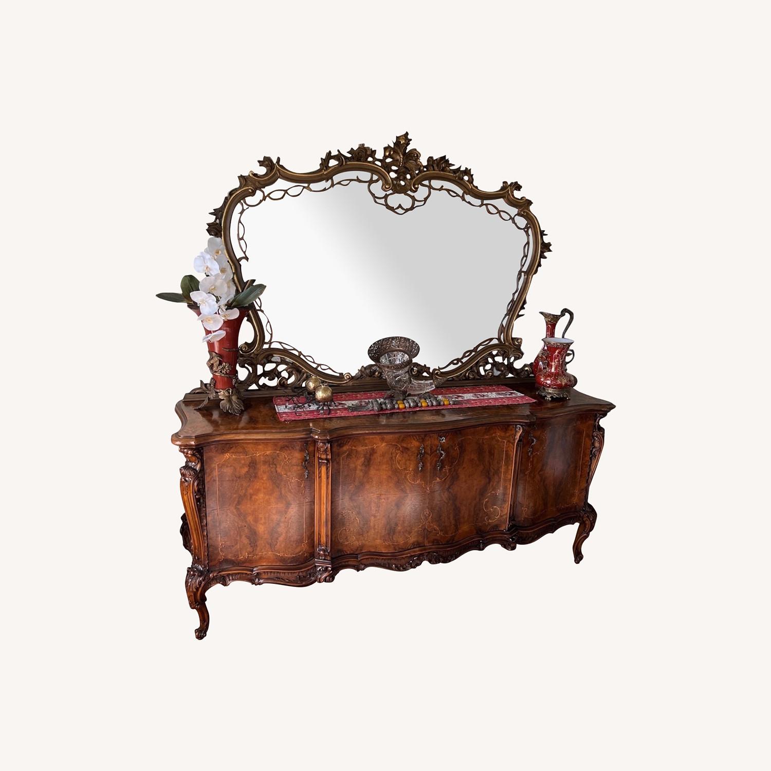 1800s Enfilade Inlaid Antique Buffet Console Table - image-0