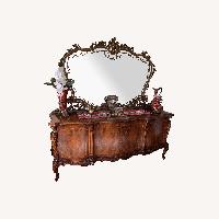 1800s Enfilade Inlaid Antique Buffet Console Table