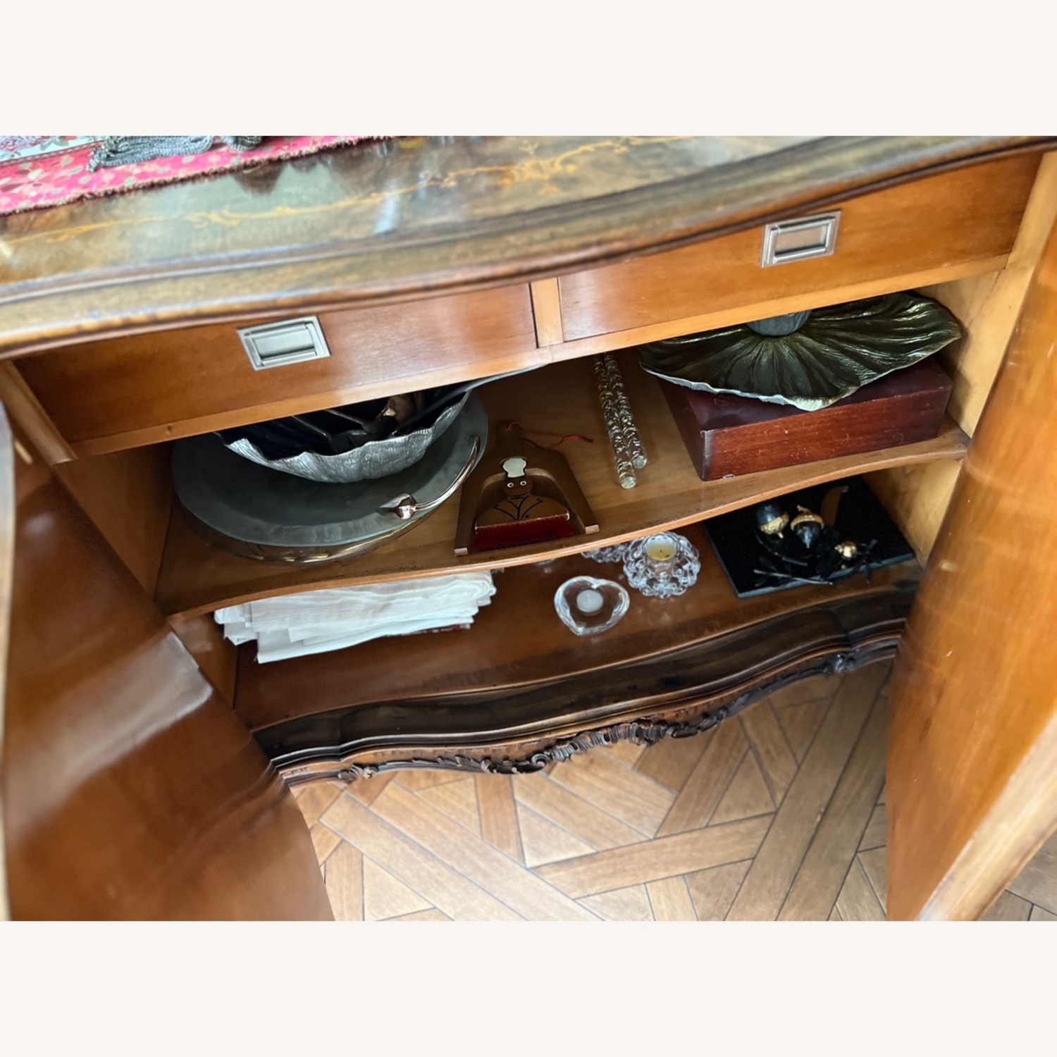 1800s Enfilade Inlaid Antique Buffet Console Table - image-5