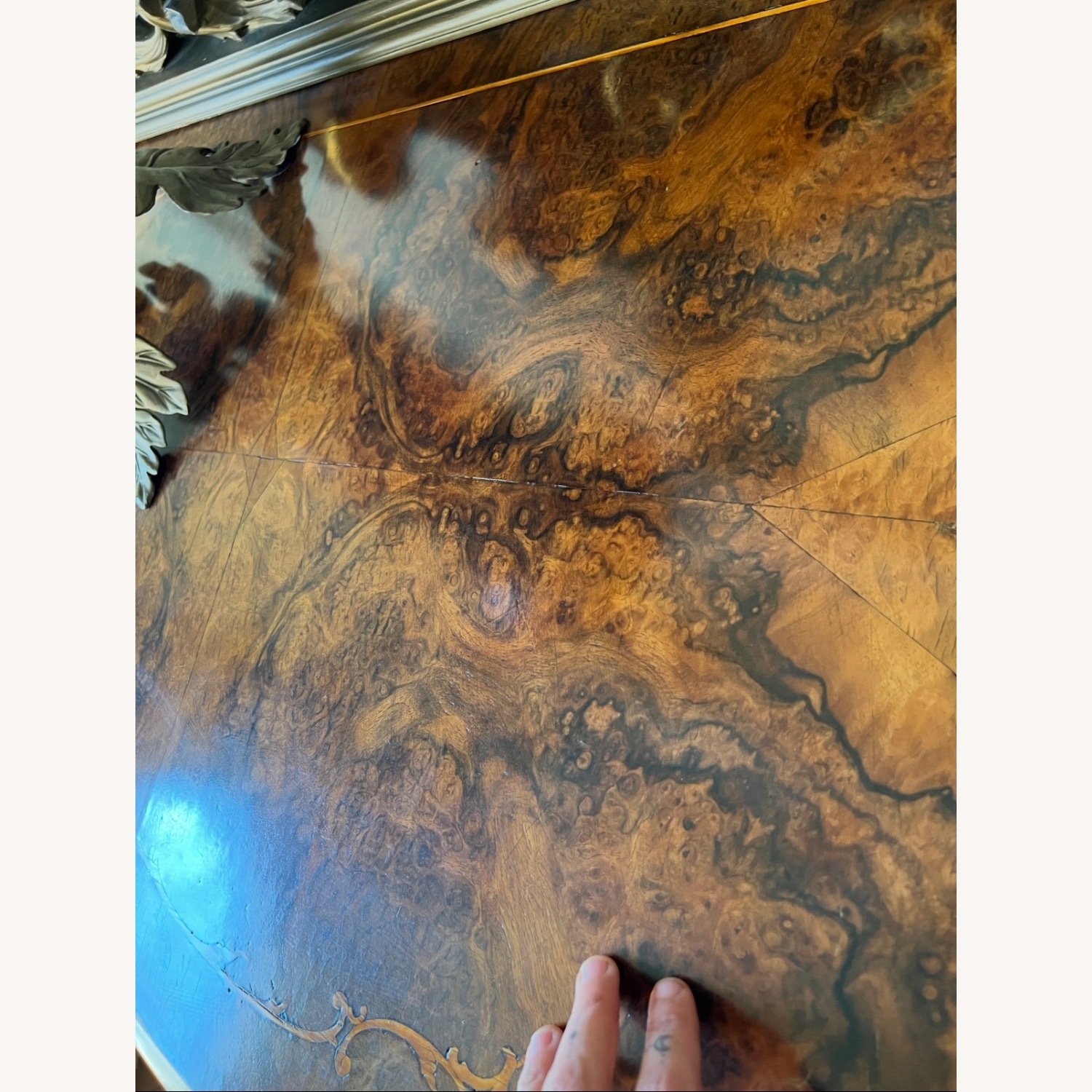 1800s Enfilade Inlaid Antique Buffet Console Table - image-9