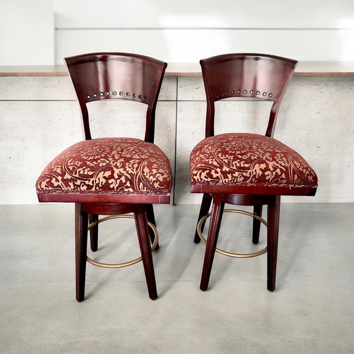 4 Vintage Traditional Swivel Barstools - image-2