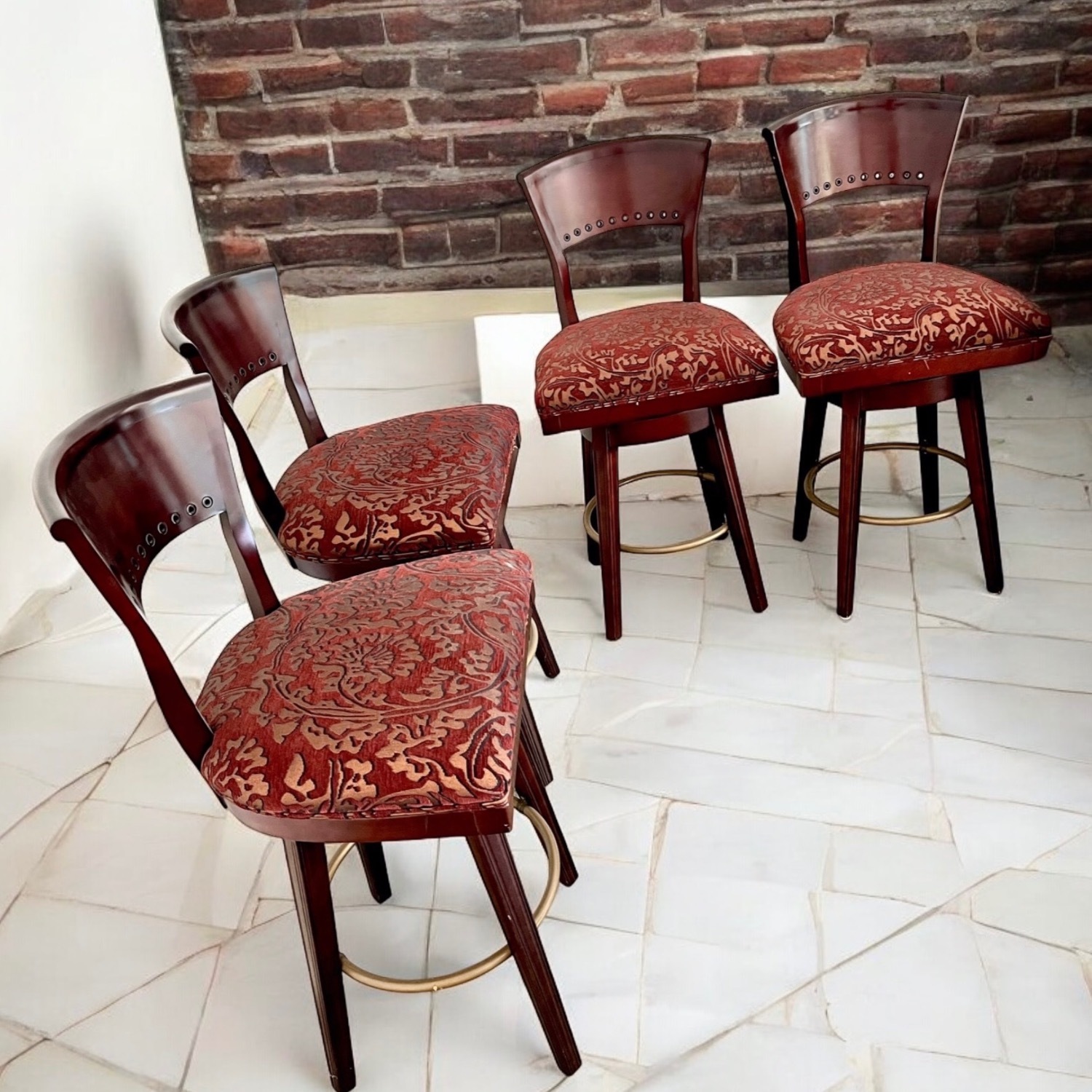 4 Vintage Traditional Swivel Barstools - image-4