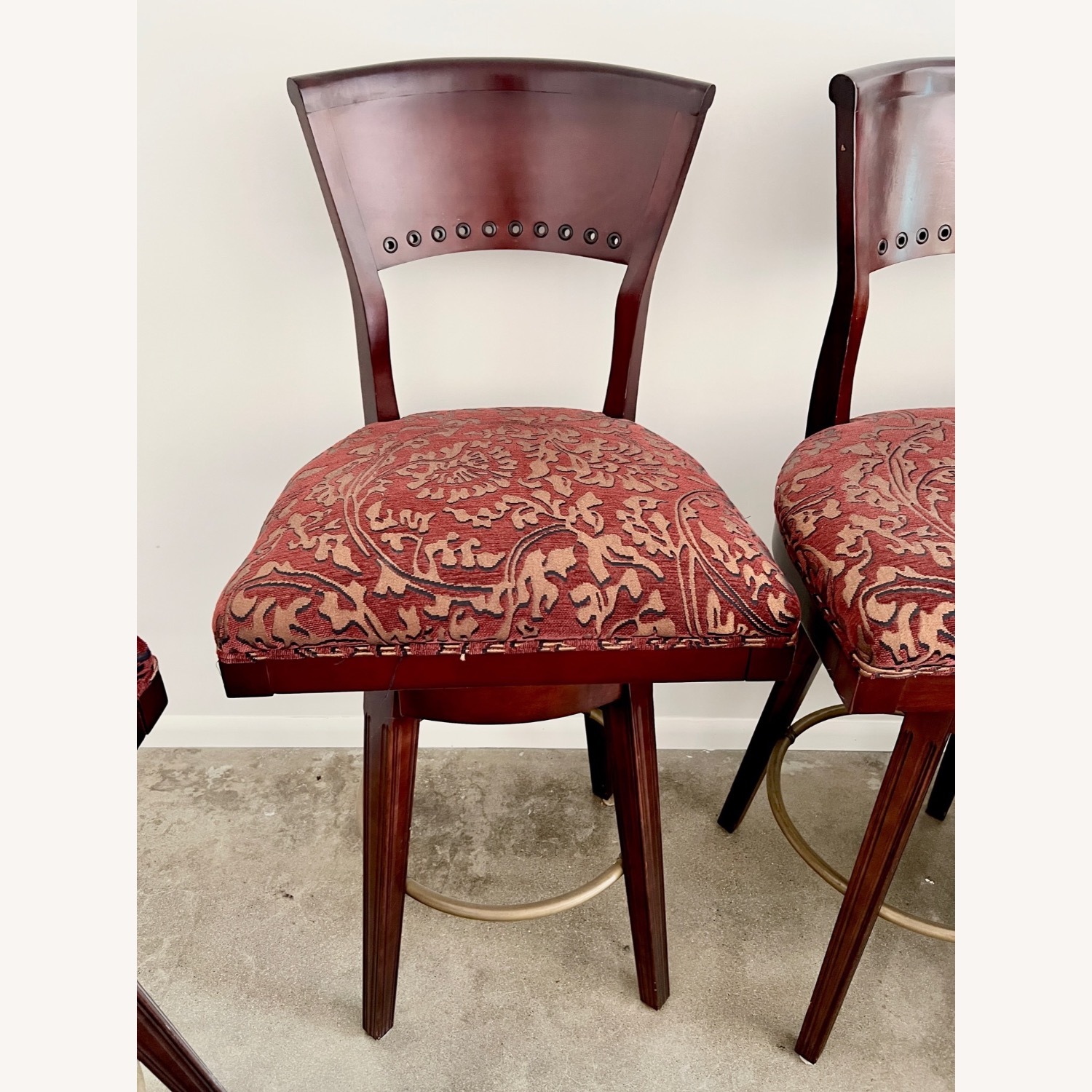 4 Vintage Traditional Swivel Barstools - image-6