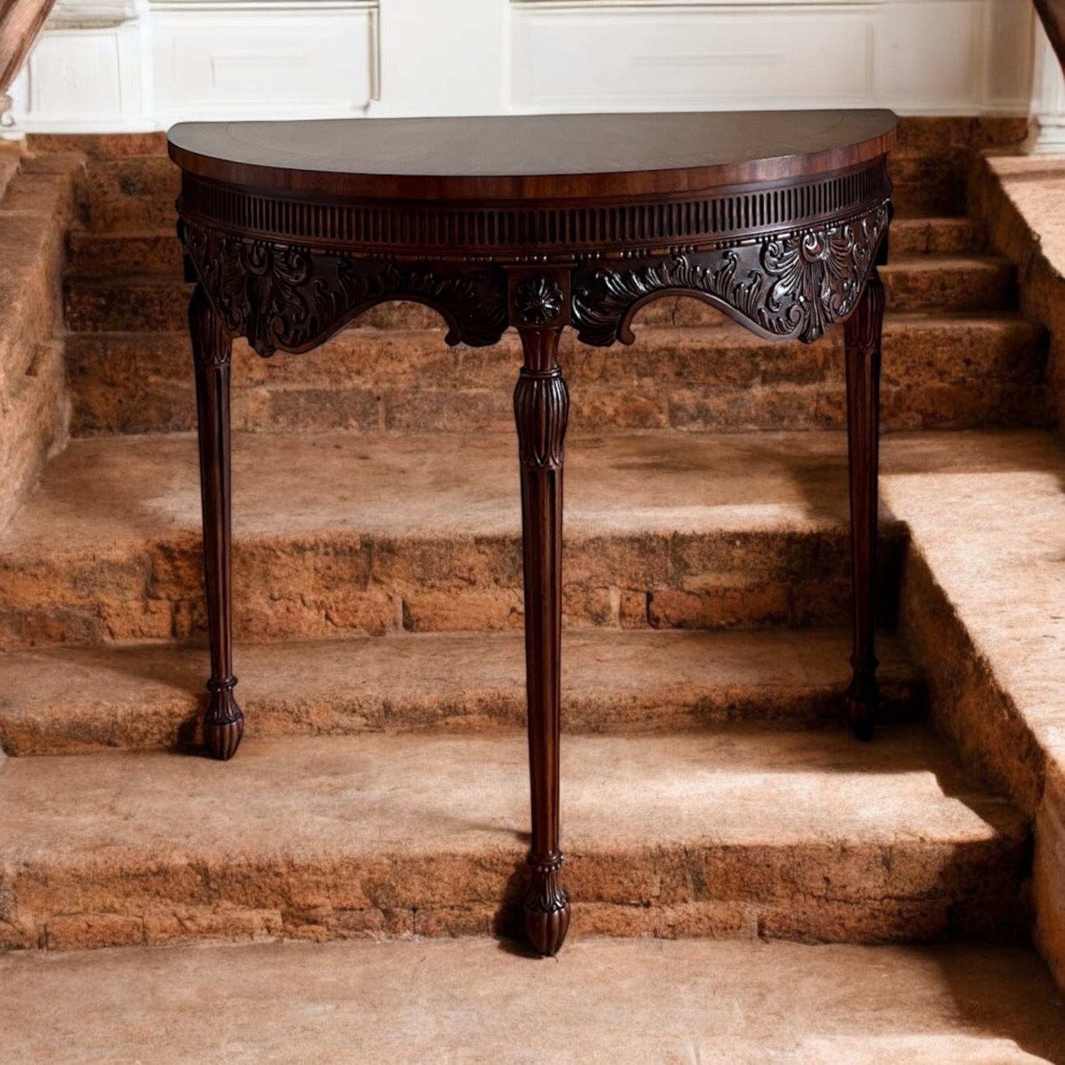 Traditional Spanish Henredon Wood Foyer Table - image-1