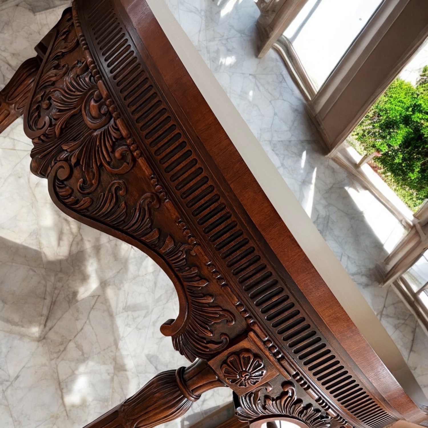  Traditional Spanish Henredon Wood Foyer Table - image-6