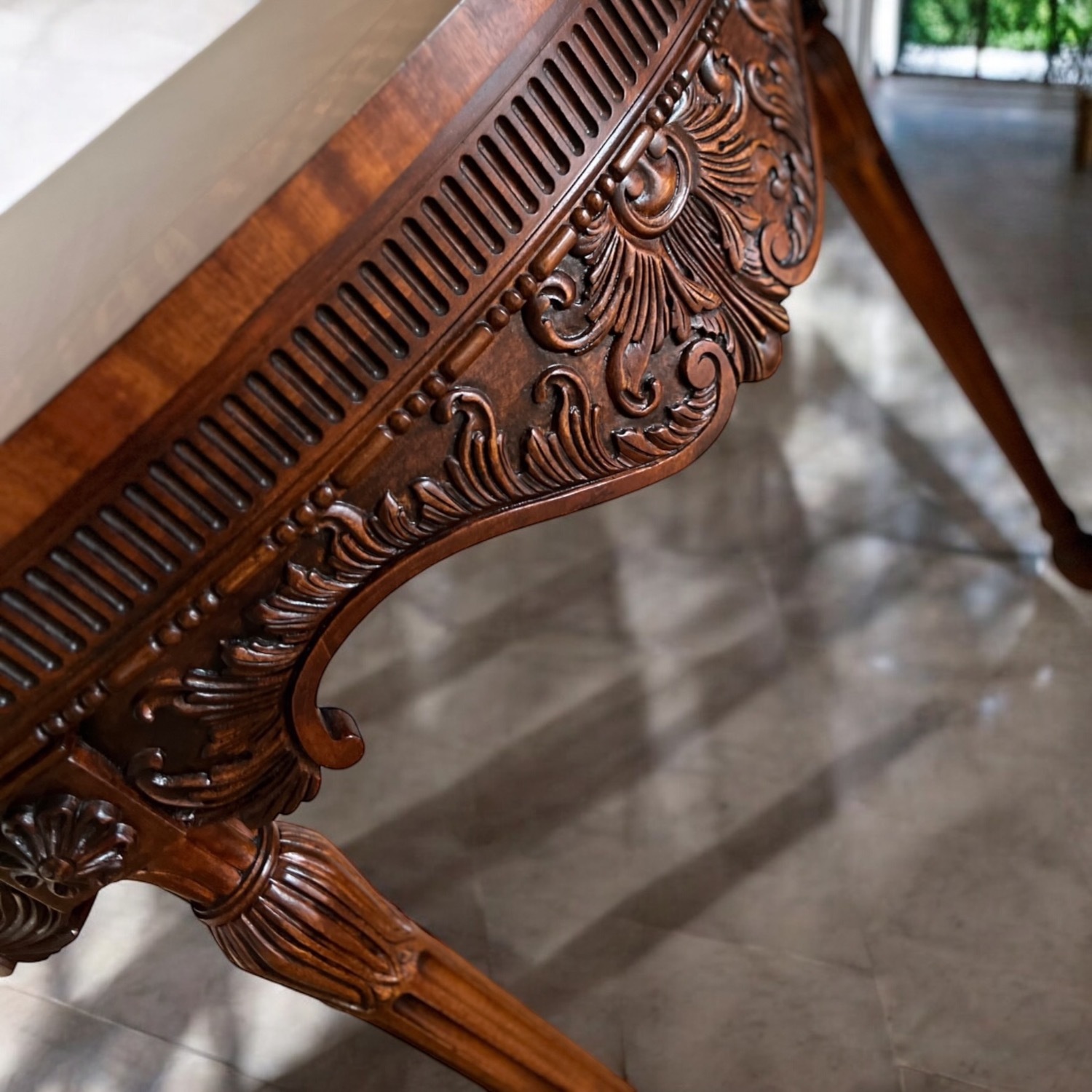  Traditional Spanish Henredon Wood Foyer Table - image-5