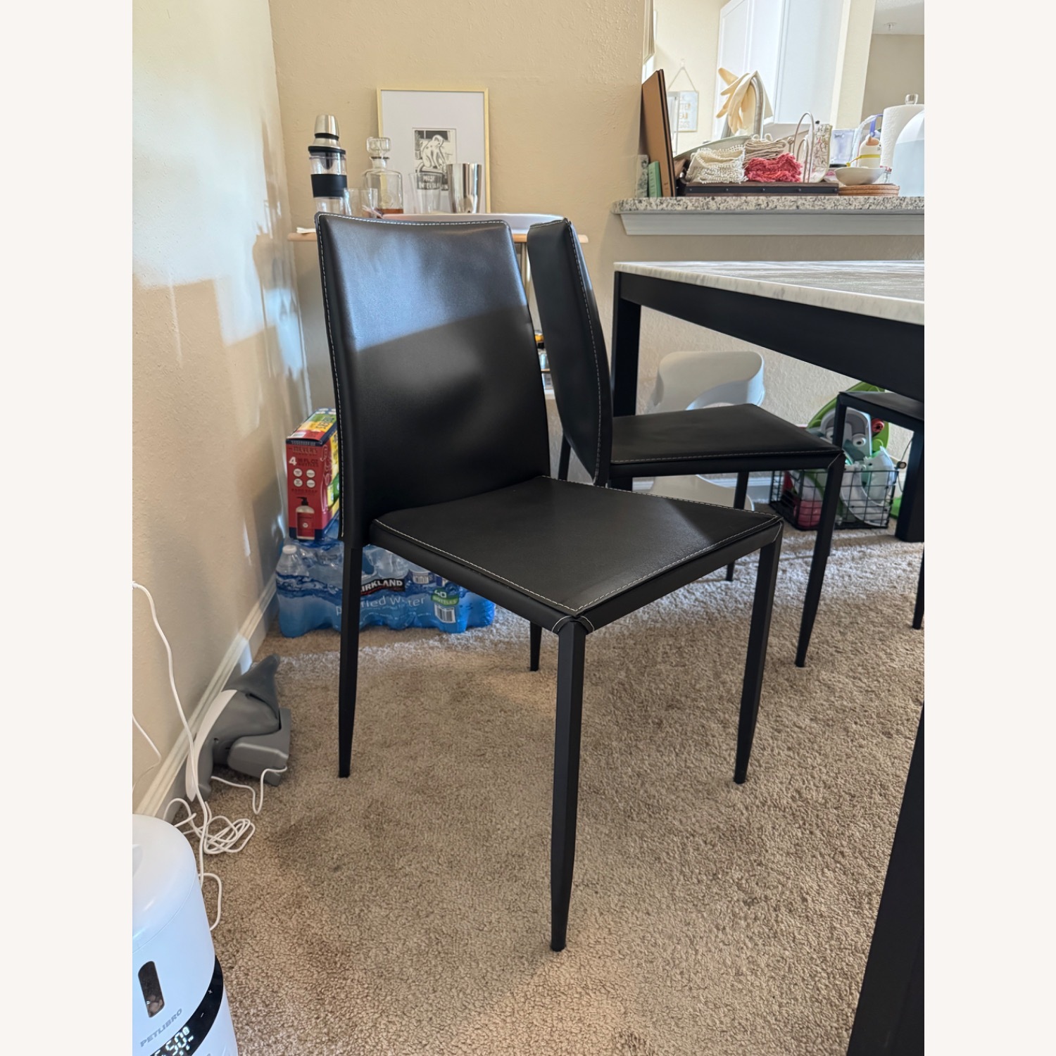 Crate & Barrel Marble Dining Table with Chairs - image-7