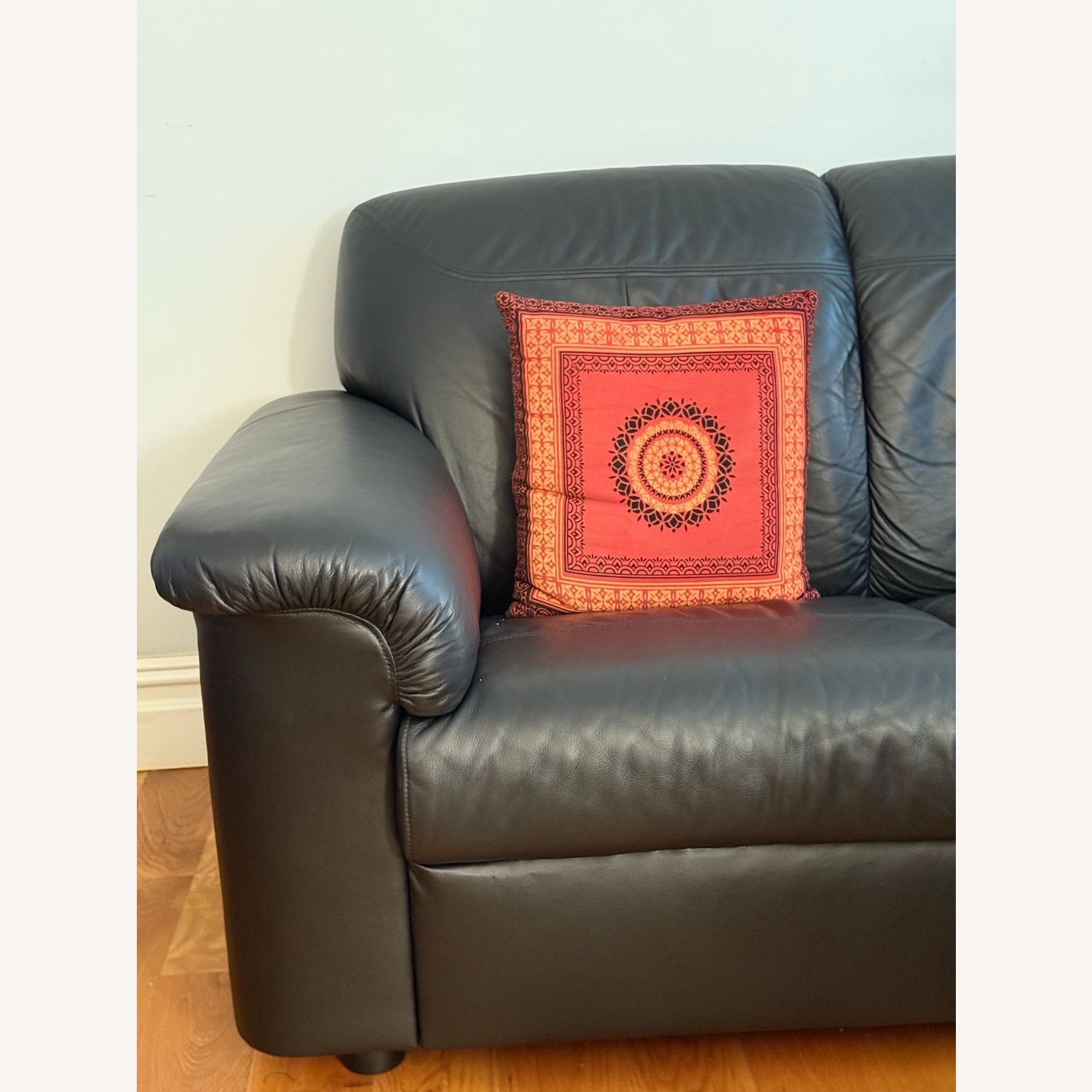 IKEA 3 Seat Faux Leather Sofa  - image-5