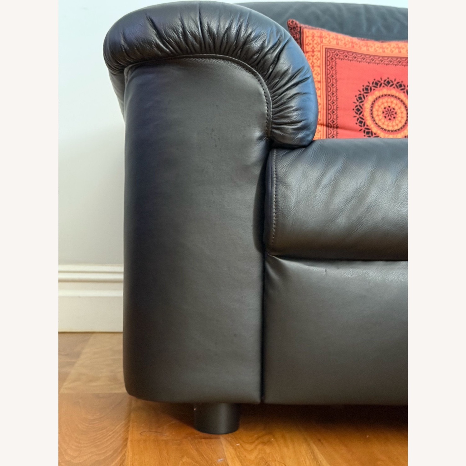 IKEA 3 Seat Faux Leather Sofa  - image-4