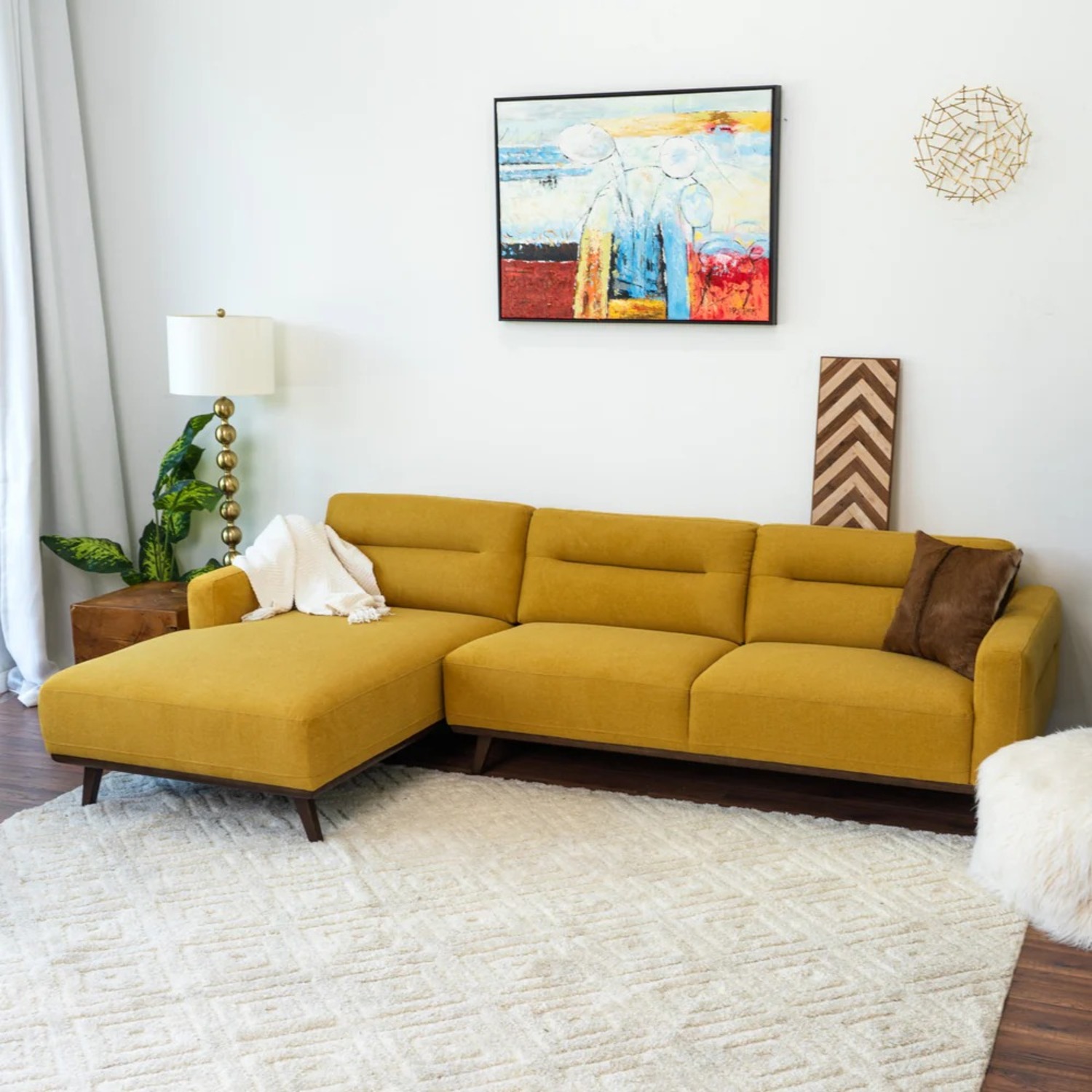 Baltic Yellow L Shaped Left Sectional Sofa Linen - image-2