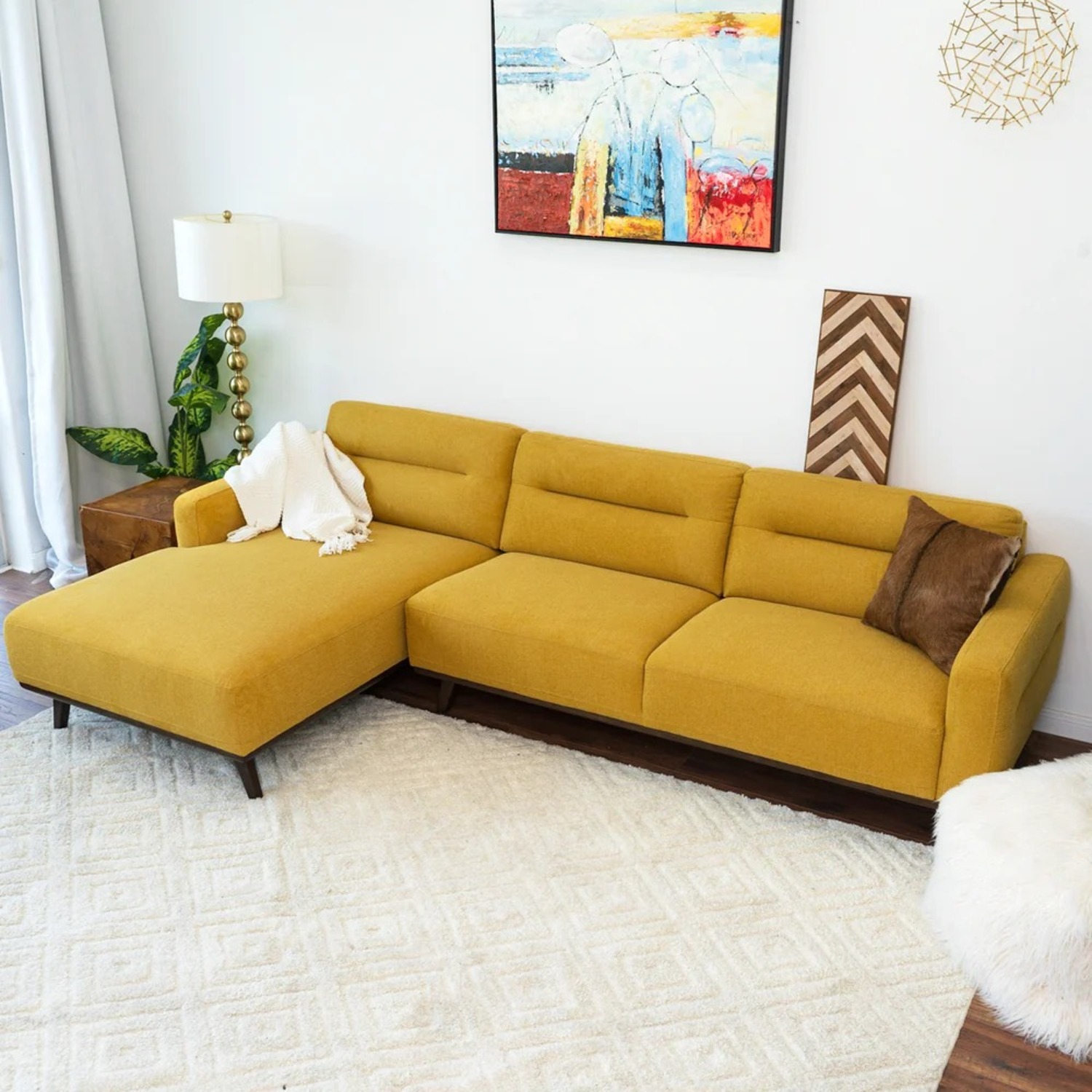 Baltic Yellow L Shaped Left Sectional Sofa Linen - image-3