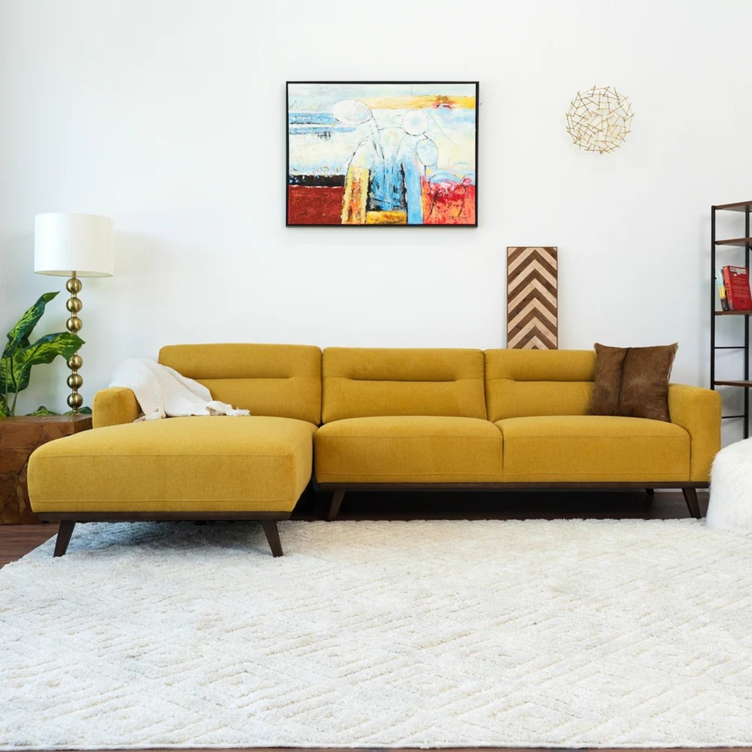 Baltic Yellow L Shaped Left Sectional Sofa Linen - image-1