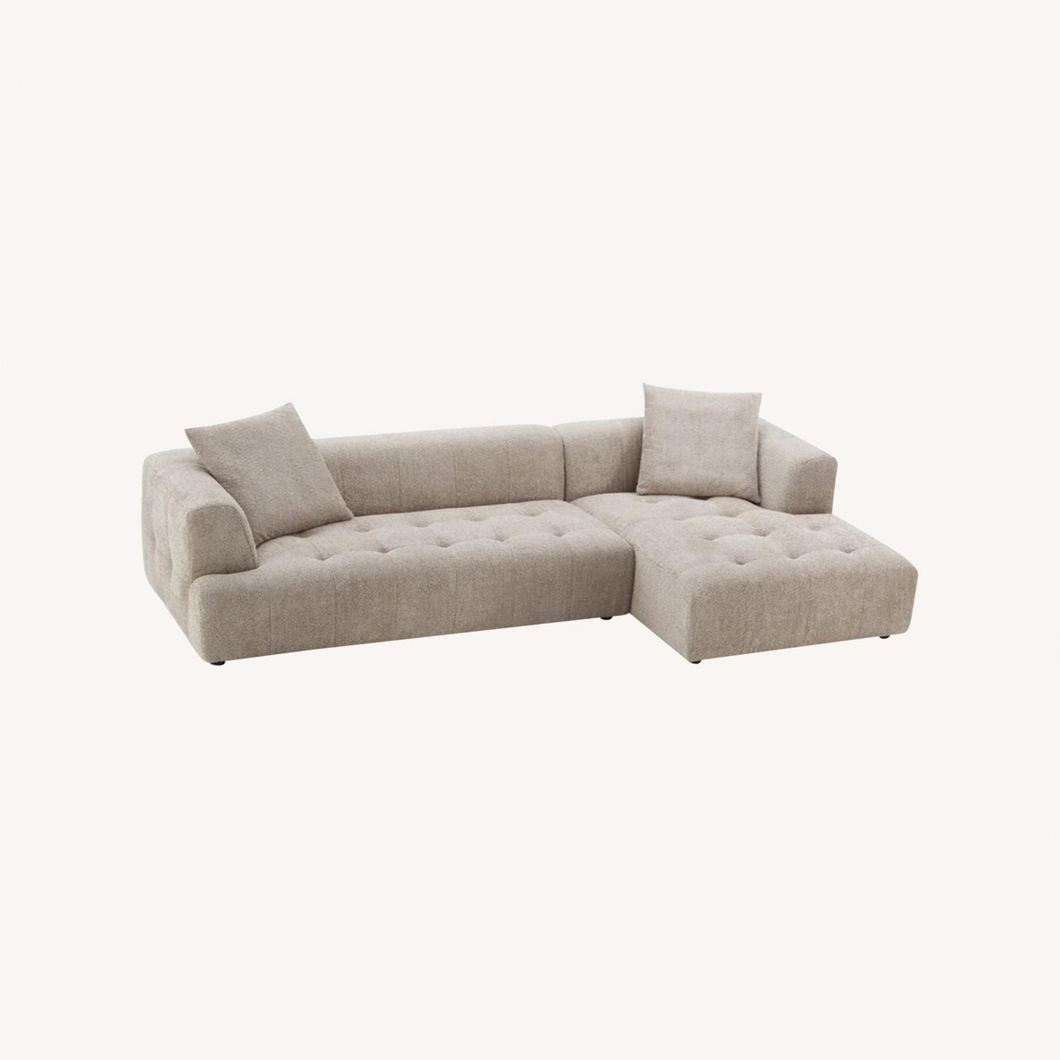 Wade Mocha Boucle L-Shaped Right Sectional Sofa - image-0