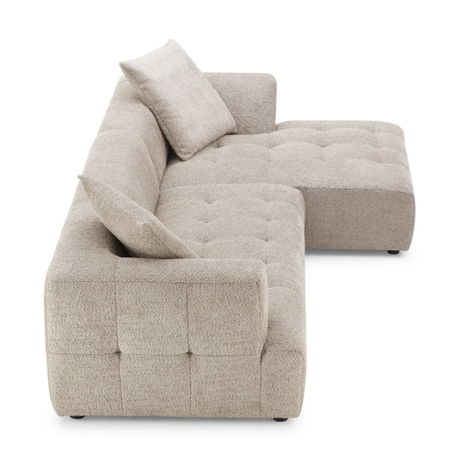 Wade Mocha Boucle L-Shaped Right Sectional Sofa - image-1