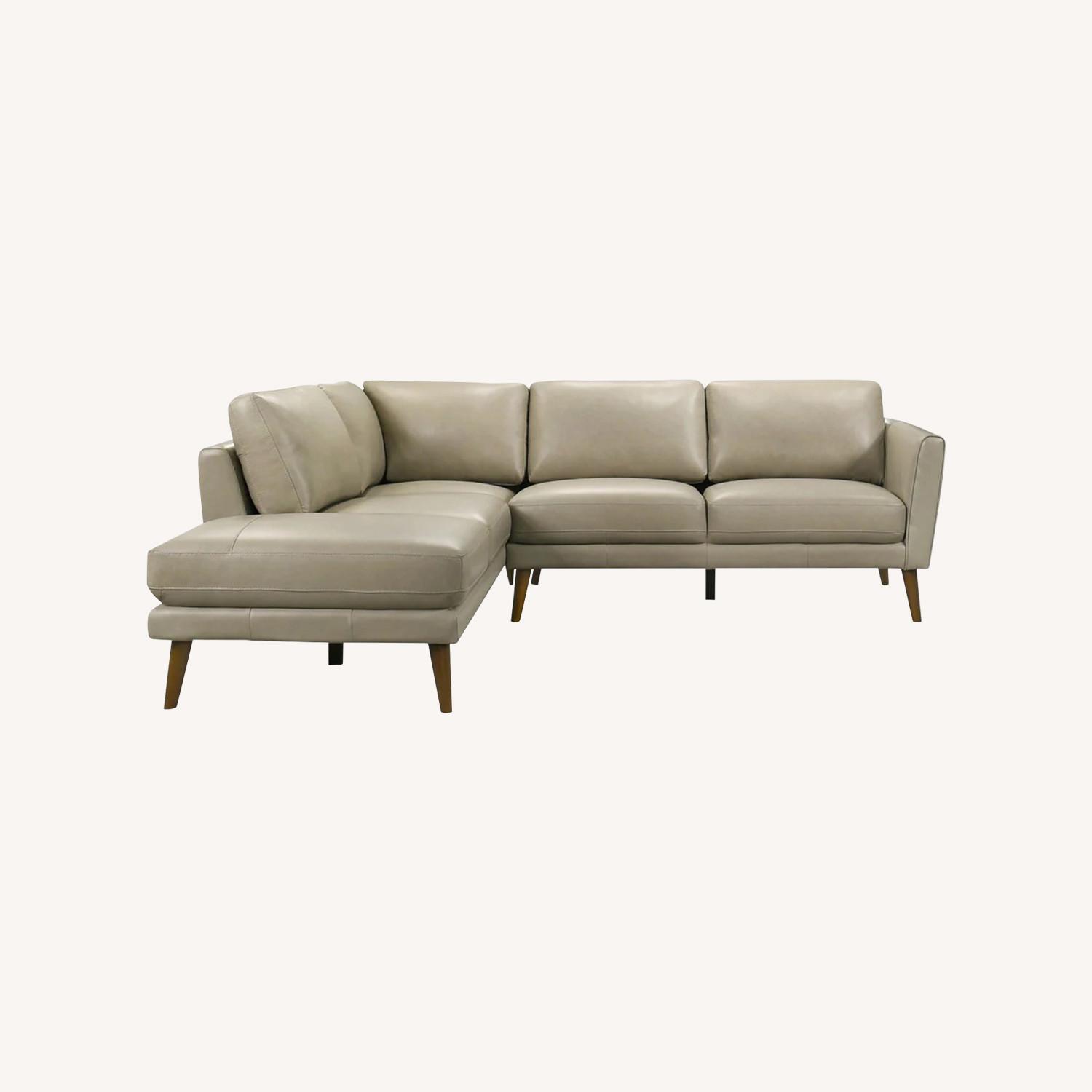 Bexley Beige Leather Sectional Sofa Left - image-0