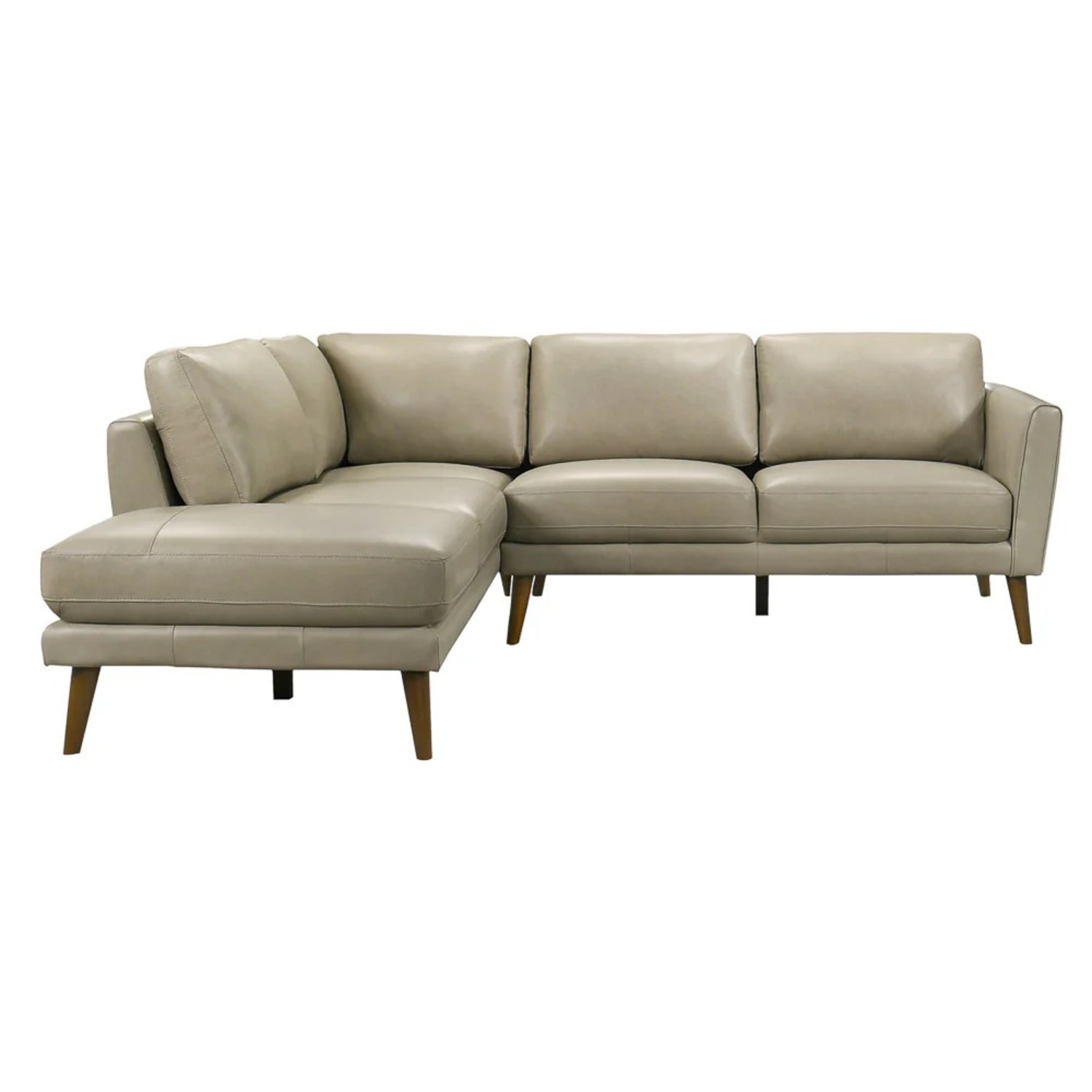 Bexley Beige Leather Sectional Sofa Left - image-4