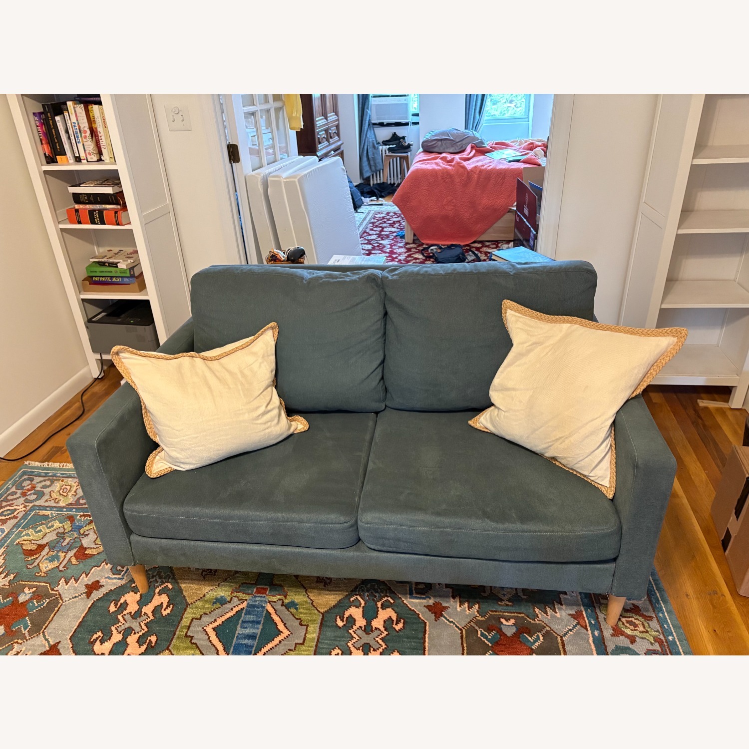 Campaign Steel Frame Brushed Weave Loveseat 61" - image-3