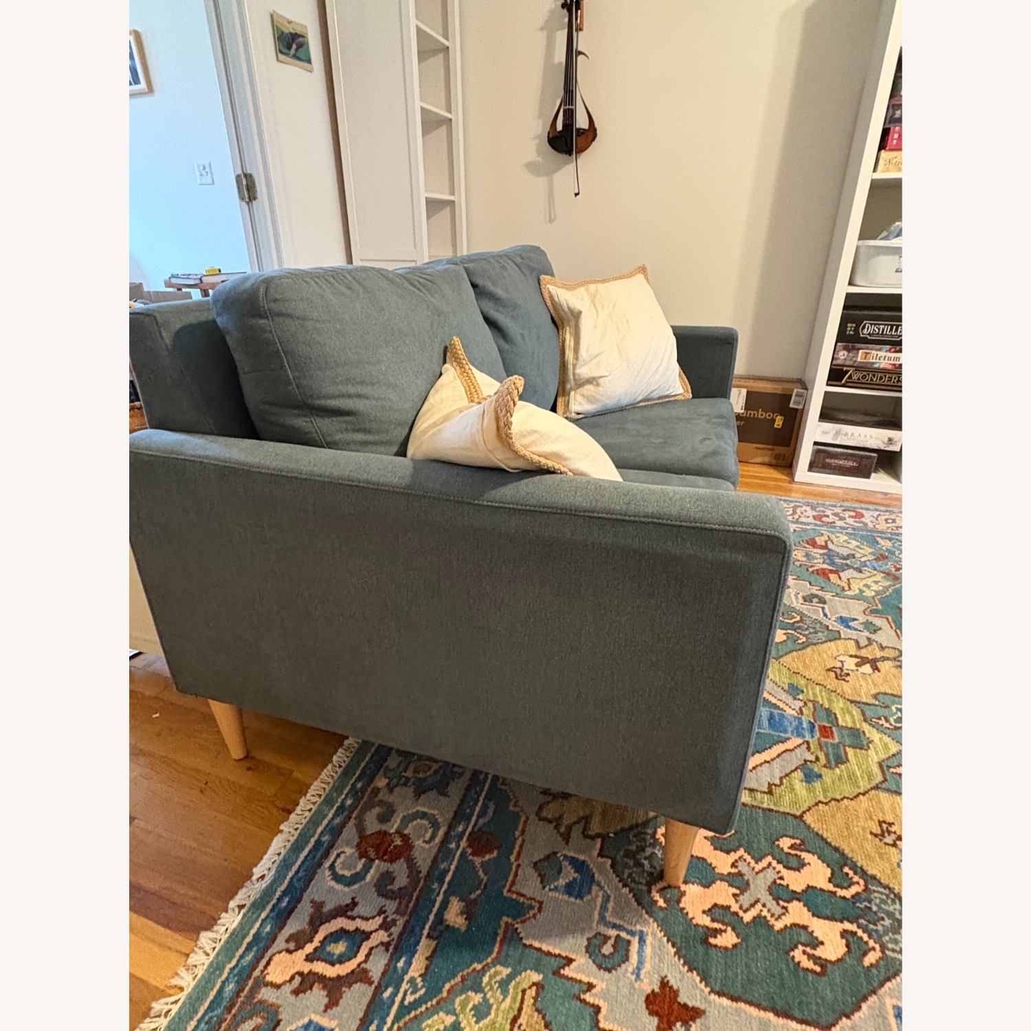 Campaign Steel Frame Brushed Weave Loveseat 61" - image-6