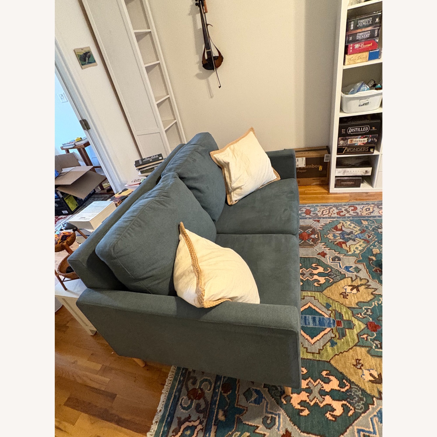 Campaign Steel Frame Brushed Weave Loveseat 61" - image-4