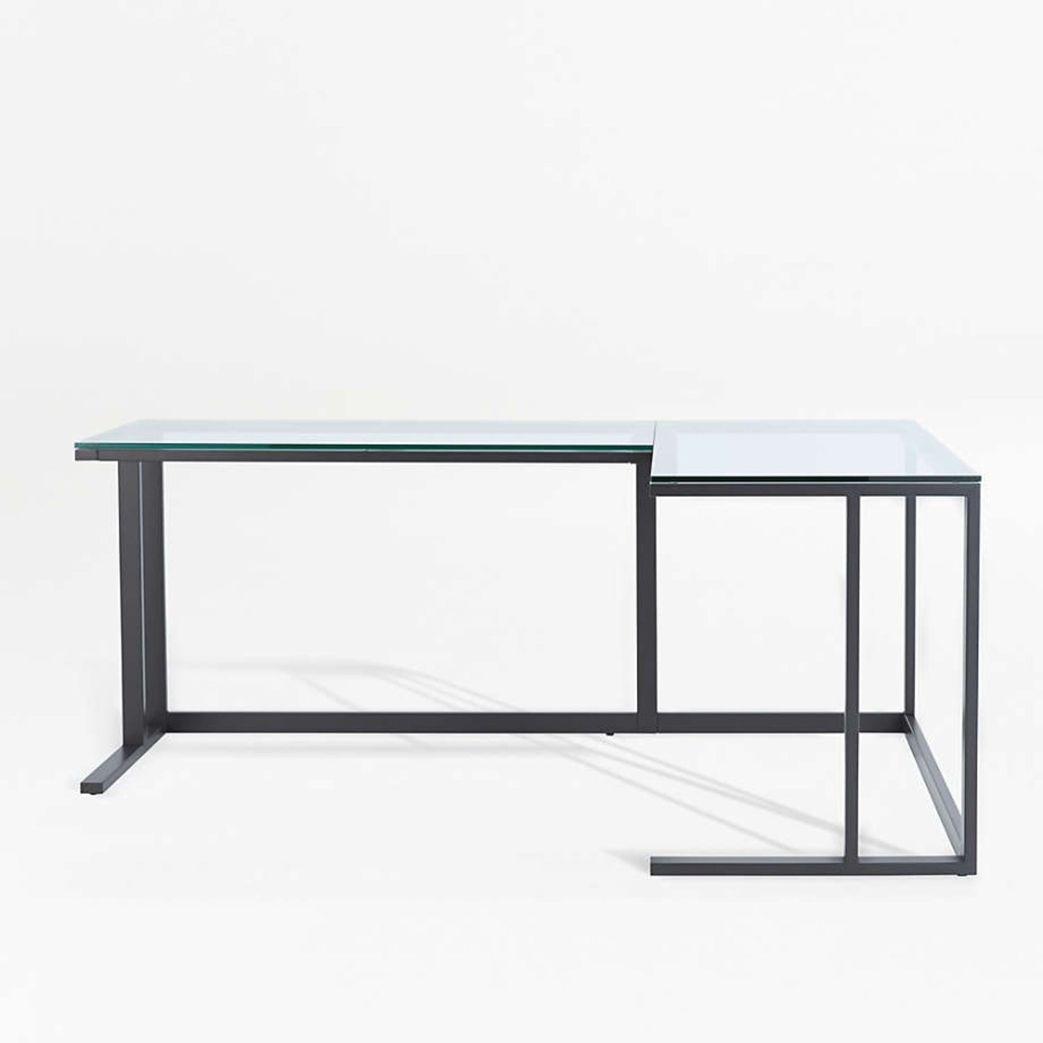 Pilsen Graphite L-Shaped Desk with Glass Top - image-6