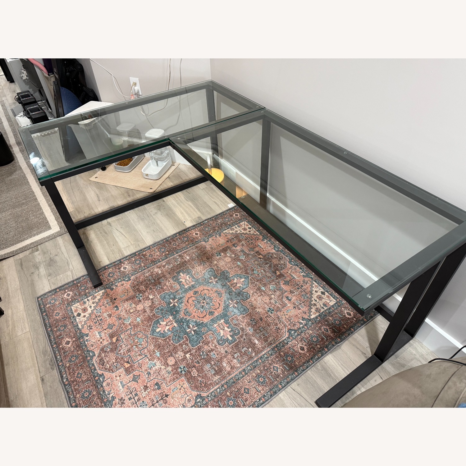 Pilsen Graphite L-Shaped Desk with Glass Top - image-4