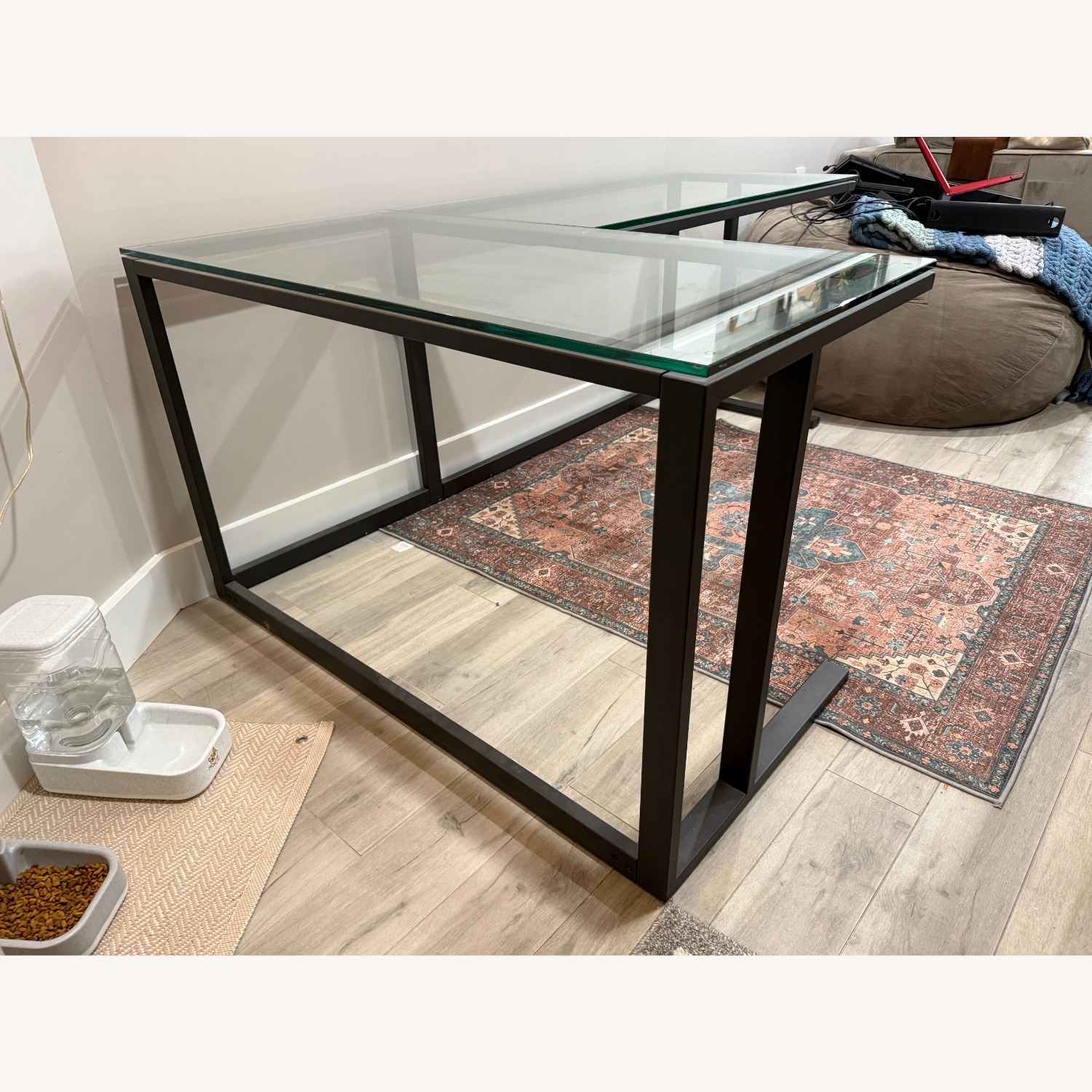 Pilsen Graphite L-Shaped Desk with Glass Top - image-2
