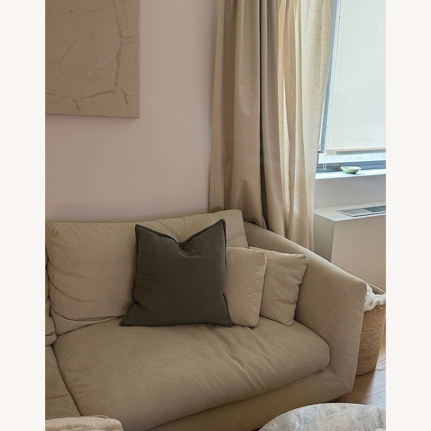 Beige Sectional with Ottoman - Washable Covers - image-4