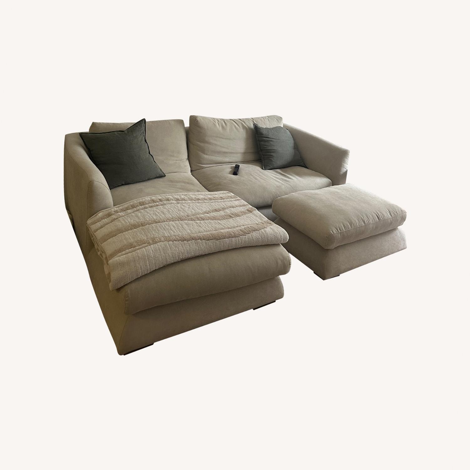 Beige Sectional with Ottoman - Washable Covers - image-0