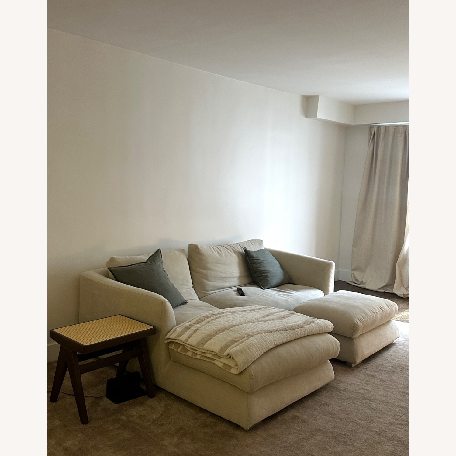 Beige Sectional with Ottoman - Washable Covers - image-2