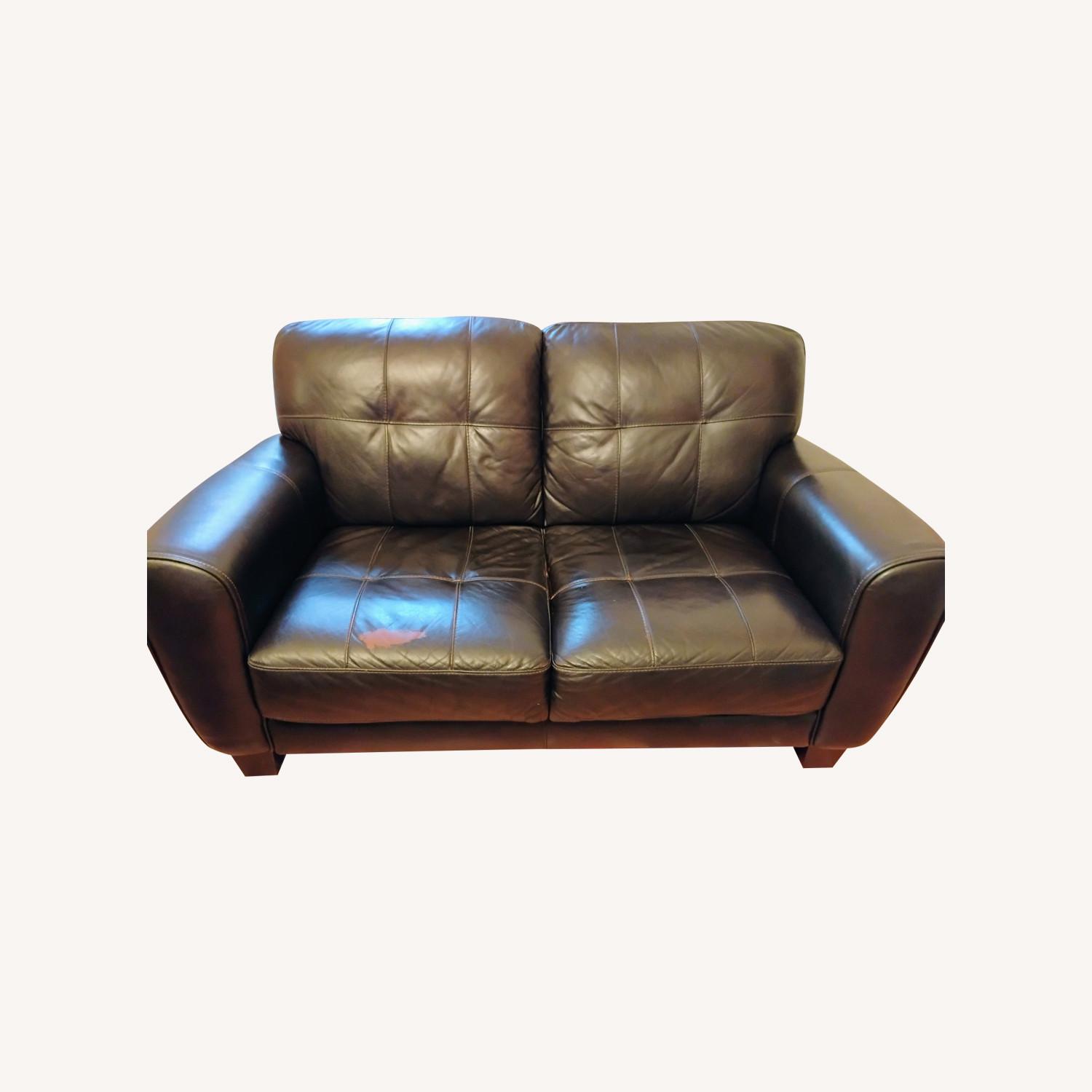 Macy's Kaleb Faux Leather Couch - image-0