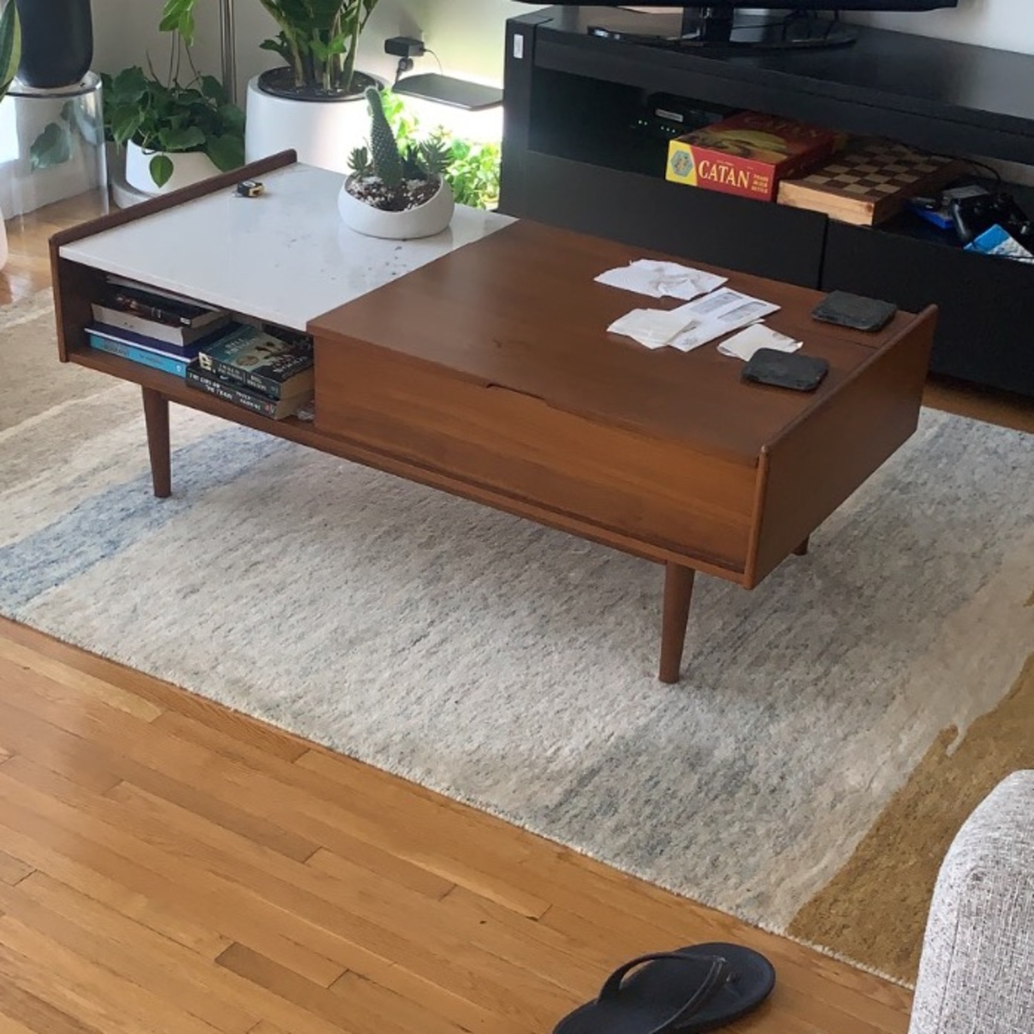 West Elm Mid-Century Marble Pop-Up Coffee Table  - image-3