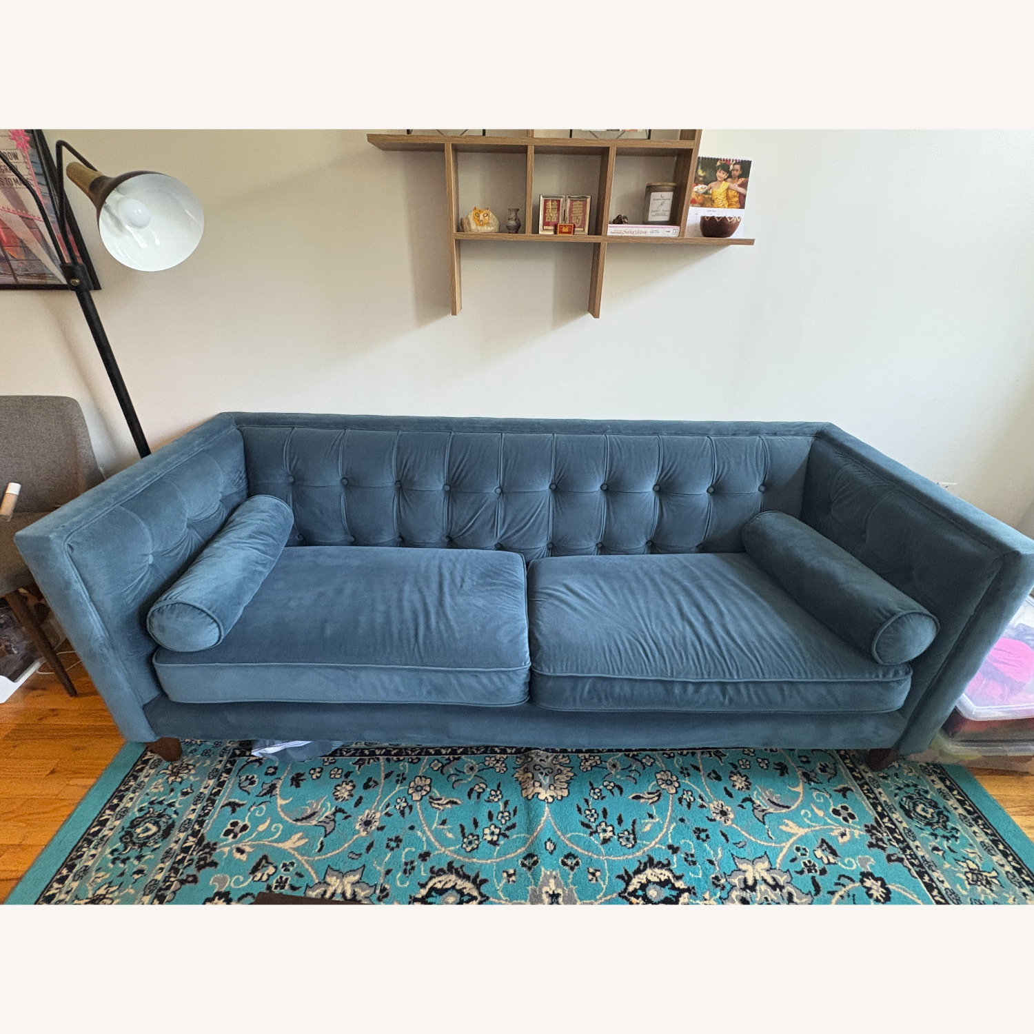 One King's Lane Velvet Tufted Sofa - image-6