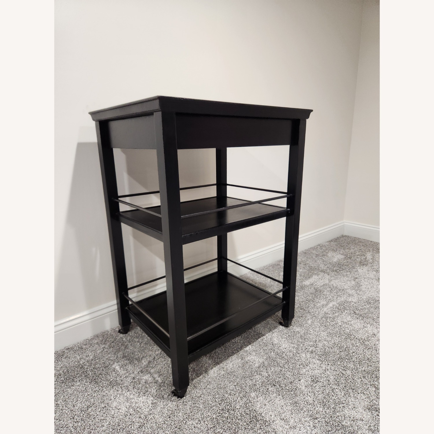 Pier 1 Imports Black Kitchen / Bar Cart with Storage  - image-1