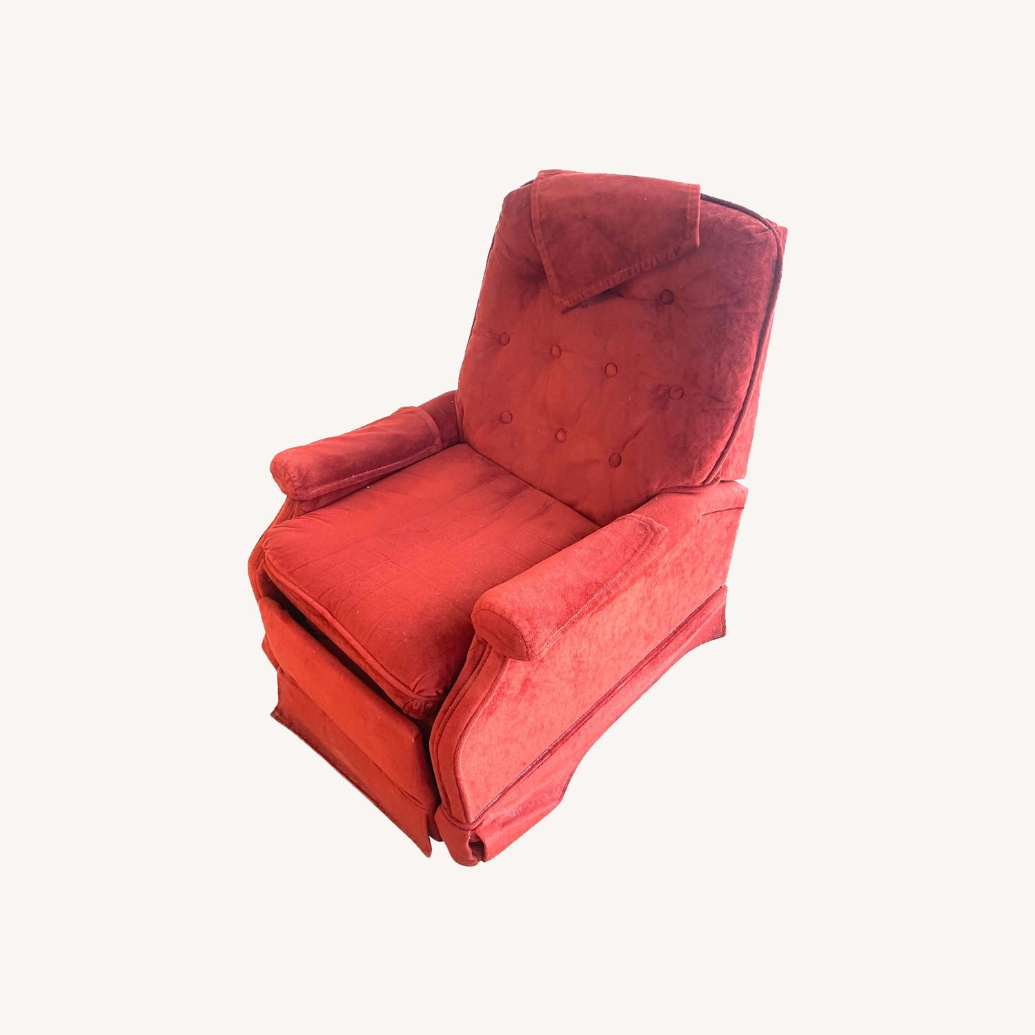 Berkline Red Plush Recliner 1980  - image-0
