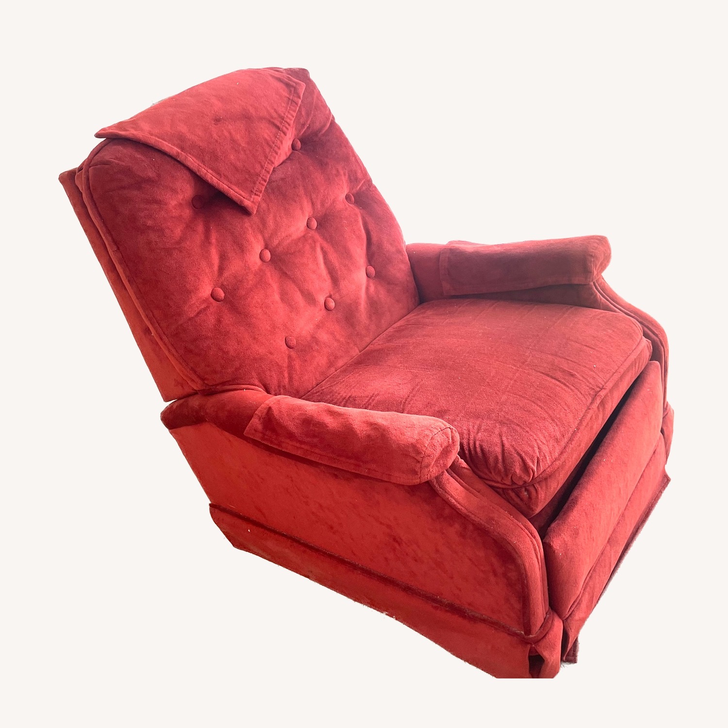 Berkline Red Plush Recliner 1980  - image-1