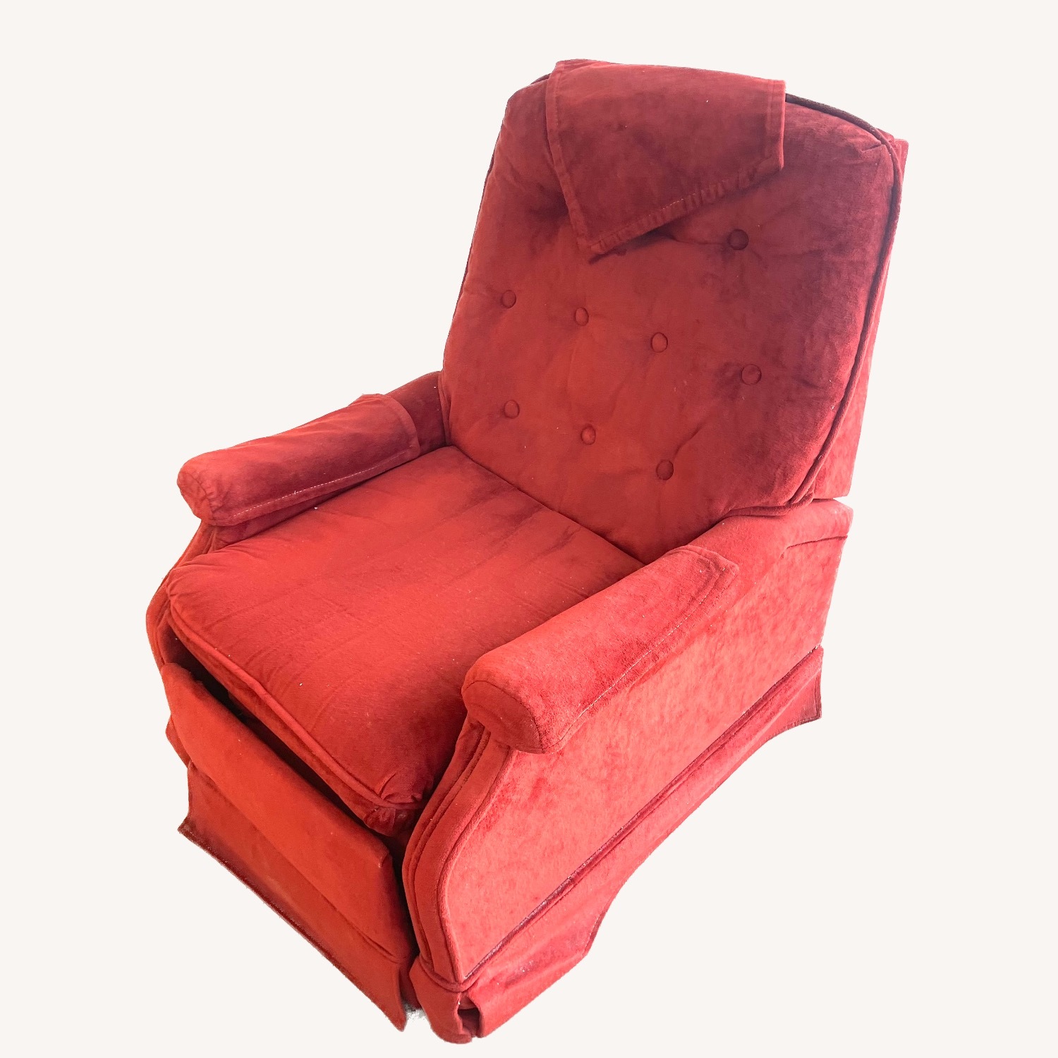 Berkline Red Plush Recliner 1980  - image-2
