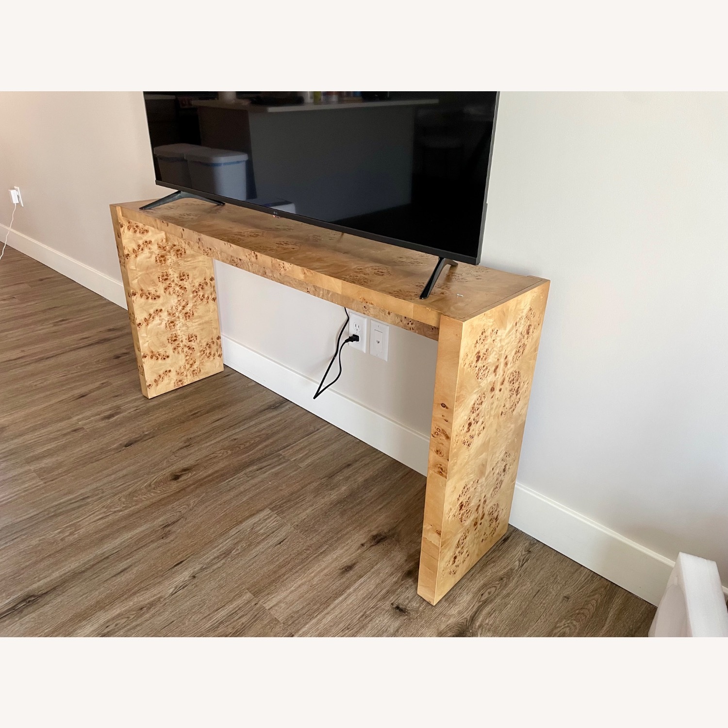 CB2 Niche 54” Neutral Burl Wood Console Table  - image-1