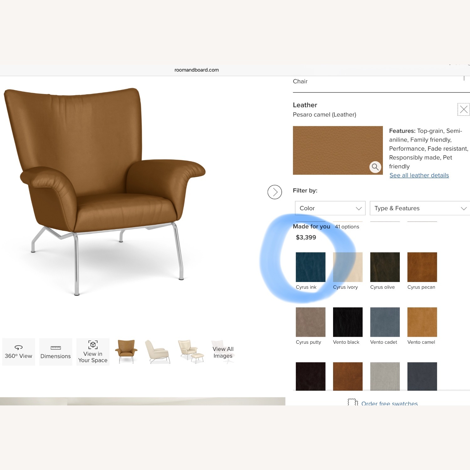 Room & Board Paris Leather Armchair - image-8