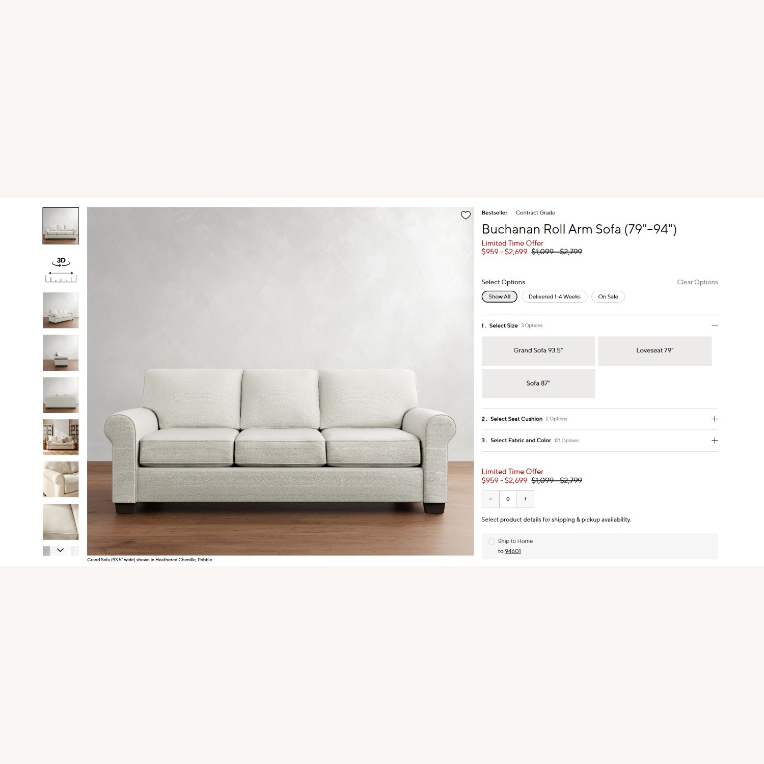 Pottery Barn Buchanan Roll Arm Sofa - image-5