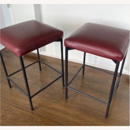 Used PB Maison Leather Backless Stool - Counter 24" H for sale on AptDeco