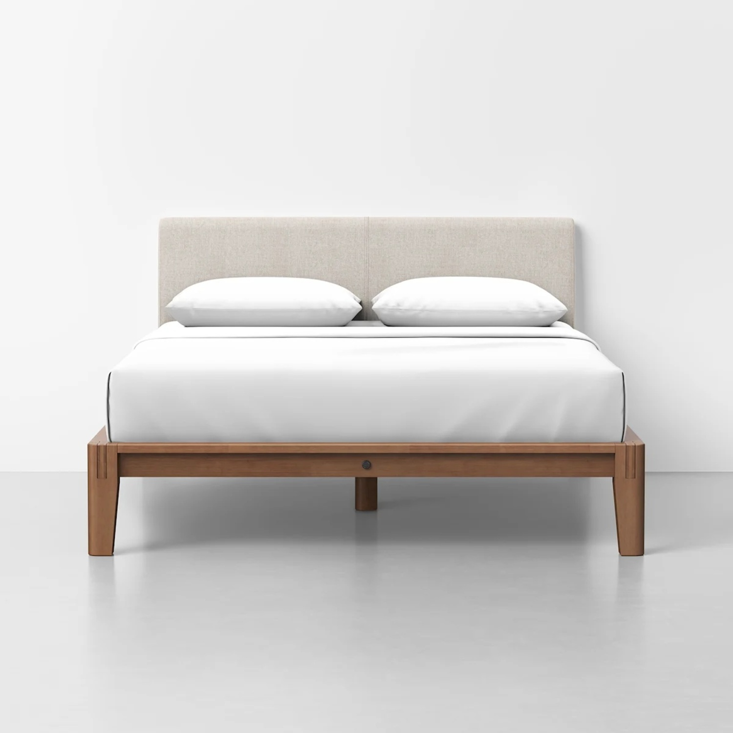 Thuma Walnut Wood Bed With Pillow Headboard - image-0