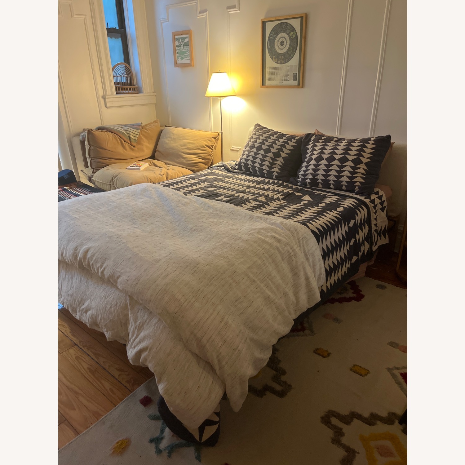 Thuma Walnut Wood Bed With Pillow Headboard - image-1