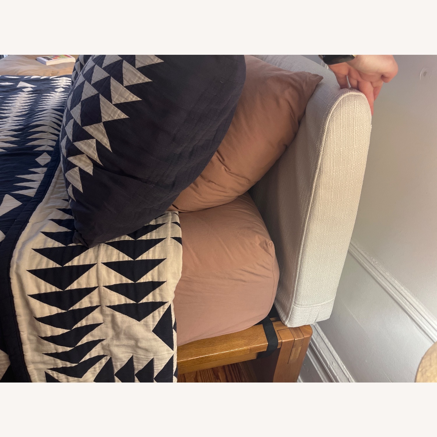 Thuma Walnut Wood Bed With Pillow Headboard - image-2