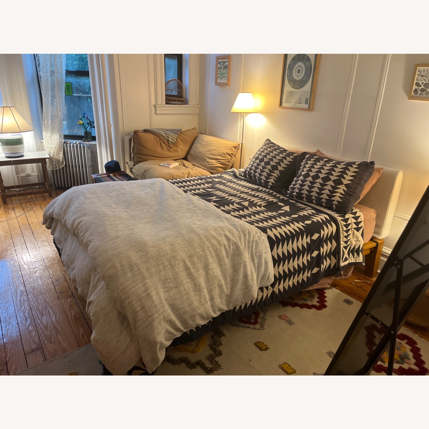 Thuma Walnut Wood Bed With Pillow Headboard - image-4