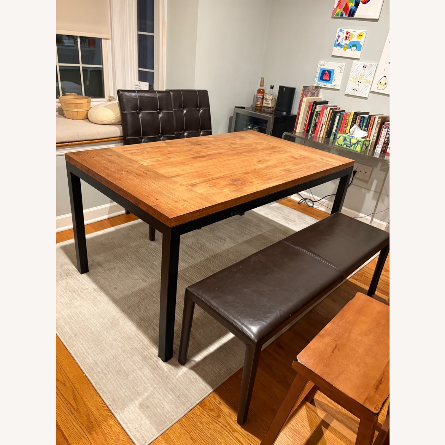 Crate & Barrel 60” Parson Table x 54” Folio Bench - image-1