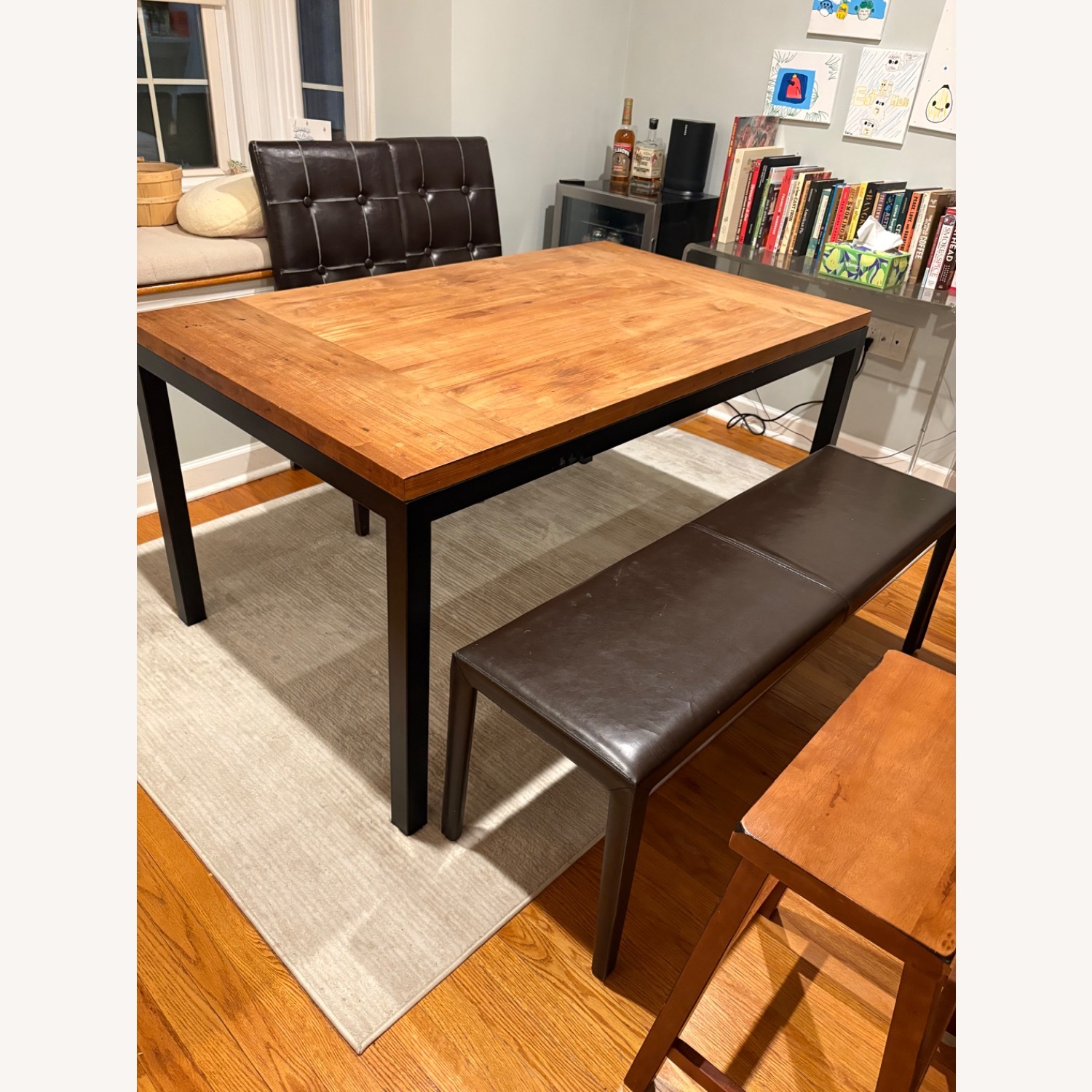 Crate & Barrel 60” Parson Table x 54” Folio Bench - image-4