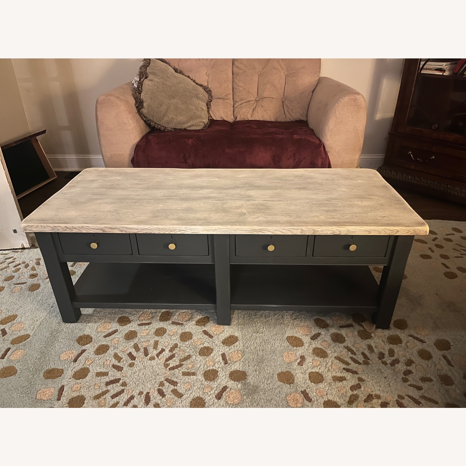 Restored Vintage Solid Oak Coffee Table - image-1